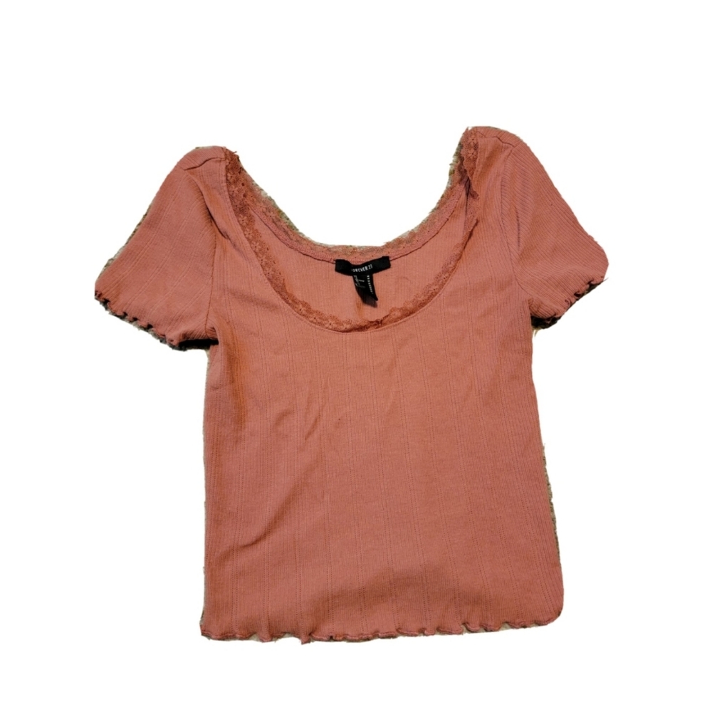 Forever 21 Eyelet Rose Pink Crop Top